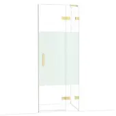 Maxaro Diamond Douchedeur | 80 cm Lichtgoud Helder met matte strook Draaideur