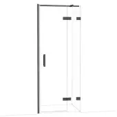 Maxaro Diamond Douchedeur | 80 cm Zwart chroom Helder glas Draaideur