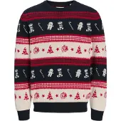 Jack & Jones Trui 'JJXmas Noel' donkerblauw / rood / wit