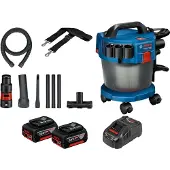 Bosch Accu Stofzuiger GAS 18V-10 L / 2x 4,0 Ah Accu + Lader incl. Accessoire-set 14-delig