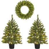 Black Box Trees Kunstkerstboompjes met krans verlicht