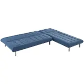 Vente-unique Moduleerbare bedbank in stof HORNET - Blauw