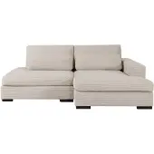 Vente-unique Hoekslaapbank met hoek rechts van beige ribfluweel SELIORA