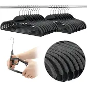 Springos Kledinghangers | Kledinghanger | 20 Stuks | Anti-slip | Zwart | Kunststof