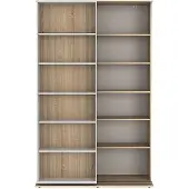 Vente-Unique.nl Uitschuifbare boekenkast PRALI - 18 nissen - Wit en eiken