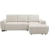 Vente-unique Slaapbank met hoek rechts in beige chenille stof - KOUMALO