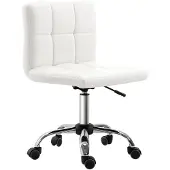 HOMCOM bureaustoel - kunstleer/staal - 51L x 46B x 80-92H cm - wit