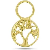 New Bling - 9NBG-O134 - 14K goud – Oorbelhanger - per stuk – Cirkel – Tree of Life