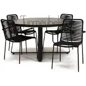 Vita Tuinstoel Luxor zwart met braga tafel 140 cm rond