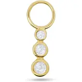 New Bling - 9NBG-O145 - 14K goud – Oorbelhanger - per stuk – 3 Cirkels – Zirkonia