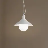 Argon Buiten hanglamp Enduro, wit, staal, glas, IP44, E27 dimbaar, wit / opaal, metaal