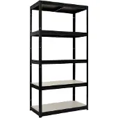 Work-it Steel shelf unit with 5 shelves 175 kg – black