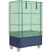 vidaXL Plantenbak verhoogd met hoes en wielen 80x50x182 cm rattanlook