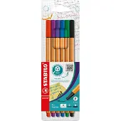 Stabilo point 88 Fineliner 0,4 mm Naaldpunt Kleurenassortiment 88/6 6 Stuks