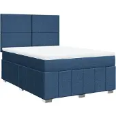 vidaXL Boxspring met matras stof blauw 140x200 cm
