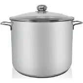 Kruger grote kookpan, diameter 30 cm, 14 liter, met glazen deksel, roestvrij staal