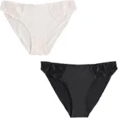Next - Dames - Set van 2 slips met borduursels - Zwart