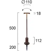 VIOKEF Sokkellamp buiten Tango, bruin / roest, Aluminium, Modern, LED buitenlamp