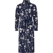 Goldenbay Badjas lang 'Classic' lichtbeige / navy / chocoladebruin