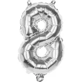 Boland - Folieballon '8' zilver (36 cm) 8 - Zilver - Cijfer ballon