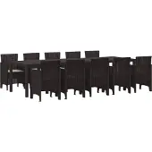 vidaXL Tuin Eettafel Set 11 st Bruin en Lichtgrijs Poly rattan