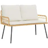 vidaXL Tuinbank met kussen Natuur 114 x 64 x 90cm Staal