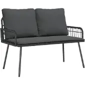 vidaXL Tuinbank met kussen, antraciet, 114 x 64 x 90 cm, staal