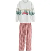Next Pyjama lang lichtgrijs / spar / rood / wit