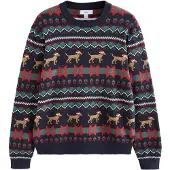 Next Trui navy / lichtbruin / groen / rood