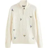 Next Trui 'Christmas Ski' ecru / blauw / geel