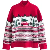 Next Trui groen / donkerrood / zwart / wit