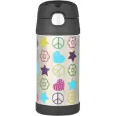 Thermos FOUNTAINER Kinder Drinkfles met Rietje Zilver 355ml