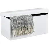 Famanu - Opbergbank opvouwbaar linnen met deksel 38x76x38cm 85L wit