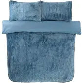 So Soft dekbedovertrek Chevron Teddy fleece - blauw - 1-persoons (135x200 + 50x75 cm)