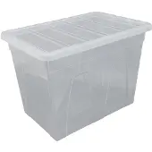 Whitefurze Spacemaster opbergdoos 64 liter, pak van 3 stuks, transparant
