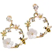 Charme Bijoux Oorbellen goudkleurig bijtje strass 3 cm