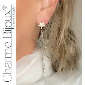 Charme Bijoux Lange oorbellen- Ster- Zilverkleur -