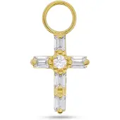 New Bling - 9NBG-O102 - 14K goud – Oorbelhanger - per stuk – Kruis – Zirkonia