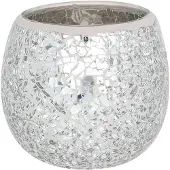 Something Different Theelichthouder Large Round Silver Crackle Multicolours