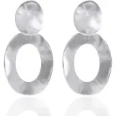 Charme Bijoux Clip oorbellen mat zilverkleur 7 cm