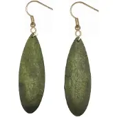 Charme Bijoux Zilver Lange oorbellen Luci groen- 7 cm Hout
