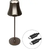 QAZQA Retro tafellamp donker brons oplaadbaar IP44 - Granny