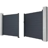 Vente-Unique.nl Gemotoriseerde draaipoort in aluminium antraciet NAZARIO - L300x158cm