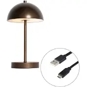 QAZQA Tafellamp voor buiten donkerbrons oplaadbaar incl. LED 3-staps dimbaar - Keira