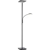 JUST LIGHT Uplighter vloerlamp Hans, dimbaar, zwart, Woon-/ Eetkamer, metaal, Modern, vloerlamp