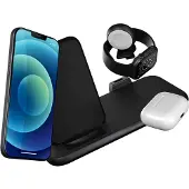 ZENS 3-in-1 Draadloze Oplader 10W met Standaard en Apple Watch Oplader Wit