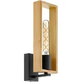 Eglo Littleton - Wandlamp - E27 - Zwart/Hout