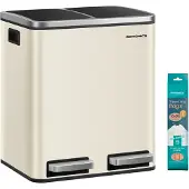 Songmics Vuilnisbak voor in de keuken, Zandbeige + inktzwart