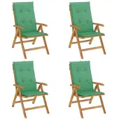 vidaXL Tuinstoelen 4 st verstelbaar met kussens massief teakhout