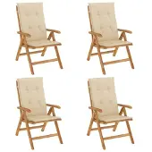 vidaXL Tuinstoelen 4 st verstelbaar met kussens massief teakhout